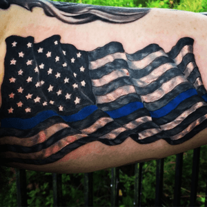 Thin Blue Line Ghost Flag tattoo 