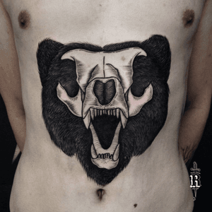  #bearskull #bear #blackwork #linework #dotwork #tattoodo #tattoodoapp #brasil 