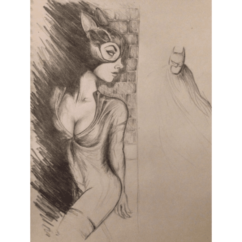 batman and catwoman pencil drawings