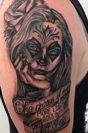 Day of the dead girl done in south africa 1933 classic tattoos #dayofthedeadgirl #blackandgreytattoo #realistic #CaraDelevingne #southafrica 