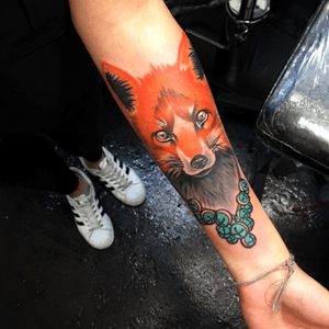 Neo-trad fox tattoo