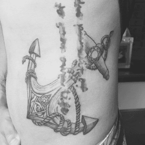 Classic anchor#blackandgrey #tattoo #sidetattoo #anchortattoo #anchor 