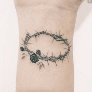 Tattoo uploaded by Miranda Gabriella • #rose & #thorn #crown. #pinterest  #wrist #small #pinterest #black • Tattoodo