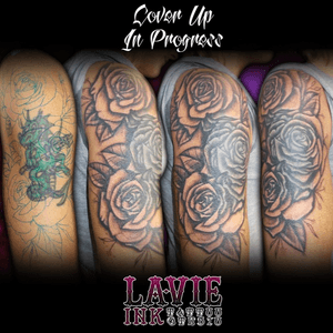Tattoo Cover Up #tattoo #coverup #tattoocoverup #flower #dragon #rose