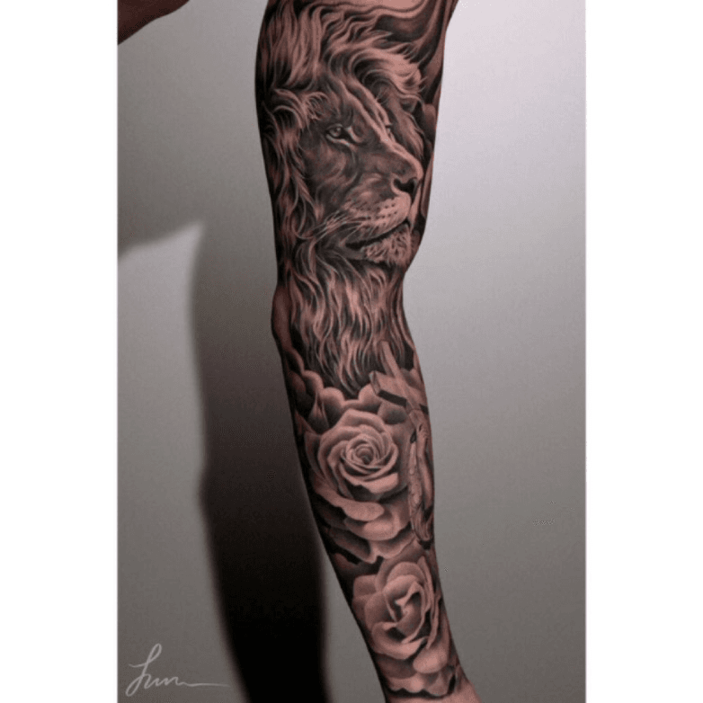 rose tattoo forearm sleeve