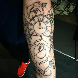 Rose & pocketwatch tattoo #rose #pocketwatch #time 