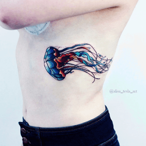 #alisatesla #jellyfish #multicolor #sidetattoo 