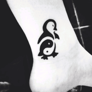 My First Tattoo #penguin #animal #yingyang #tribal #ankle #ankletattoo #penguintattoo #zoologist #myowntwist 