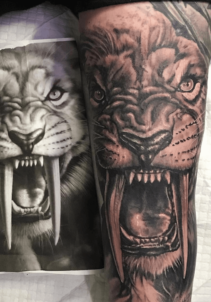 Saber tooth tiger with  Legacy Tattoo and Art Gallery  Facebook