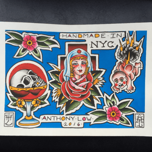 Lots of designs and time to tattoo them! Email Anthony.low13@gmail.com or stop by Love Hate New York to set something up. #tattooapprentice #nyc #lovehatenewyork #tattooflash #traditionaltattooflash #traditionaltattoo #tattoo #rose #skull #flower 