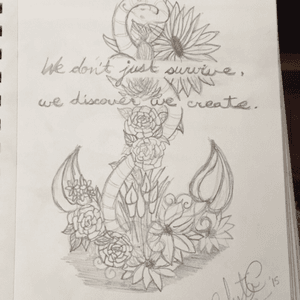Floral anchor with quote that I already have tattood on me. #sketch #tattooidea #drawing #floral #anchor #megandreamtattoo 
