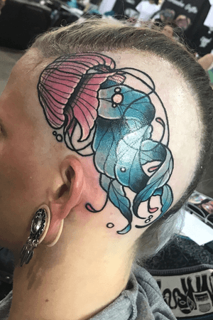 Jellyfish head tattoo