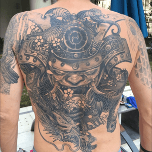 Healed.  One more session to go, to colour the cherry blossom and finish the top of thr helmet 