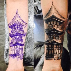 Japanese tower the start of my sleeve as i travel the world with eacholace i visit ill add to my arm like and comment any ideas or places to go