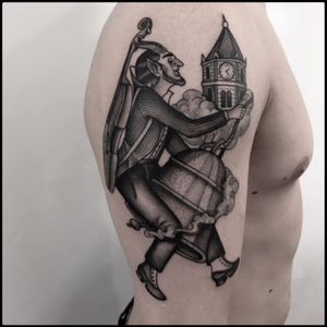 #black #devil #belfry #tattoo #blackwork #totemica #ontheroad 