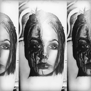 #portrait #tattoo #legtattoo #portraittattoo #woman #realism #surrealismtattoos 