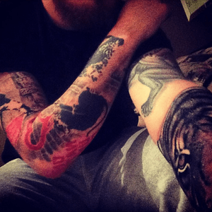 After i had completed my arms.💯#Tattoos #Arms #ArmTattoos #BanksySleeve #Banksy #Mythical #Tiger