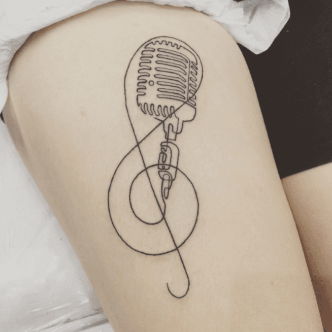 Tattoo uploaded by Jeffinho Tattow • Microfone linha unica #singliline #mic  #microfone #jeffinhotattow • Tattoodo