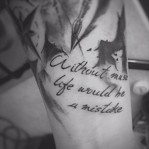 Without music life would be a mistake #megandreamtattoo #tattoo #musictattoo #lettering 