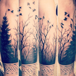 Would love a tattoo like this #forset #crows #nature #tribal