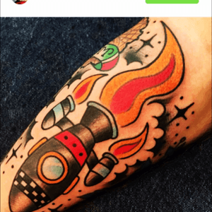 Rocket Ship Tattoo by Mike Bruce #traditional #Duval #inksmithandrogers 