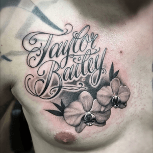A bit of script and some orchids for Greg from a few months back. #lewishazlewood #lewishazlewoodtattoo #staganddaggertattoo #somerset #uk #blackandgrey #blackandgreytattoo #blackandgray #blackandgraytattoo #bng #bngtattoo #script #scripttattoo #writing #writingtattoo #orchid #orchids #orchidtattoo #floral #floraltattoo #flowers #flowertattoo #chesttattoo 