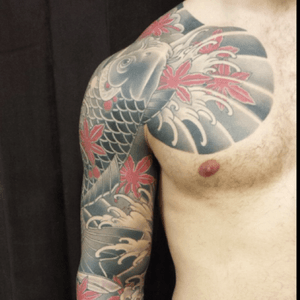 Full sleeve koi tattoo
