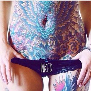 #inkedgirl #inked #color #owl #color #roses #flowers 