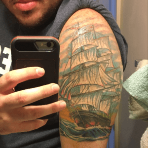 My #ship tattoo done at Firehouse Ink In Valdosta, Ga! #color 