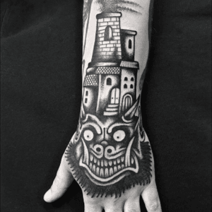 Awesome Hand Tattoo#hand #demon #blackAndWhite 