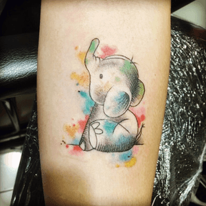 Baby elephant in colour 🐘 #elephanttattoo 