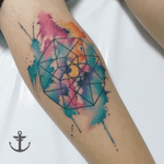 Tesseract Watercolor tattoo #tattoo #tatuagem #colors #geometricwatercolor #geometric #fineline #watercolor #aquarela #fullcolor #felipebernardes #brasil 