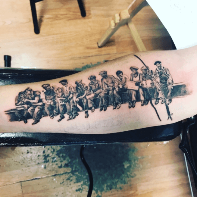 Tattoo uploaded by makena  Amazing piece I got of the famous lunch time  photo of the iron workers at Rockefeller realism  Tattoodo