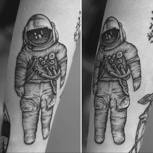 black and white astronaut