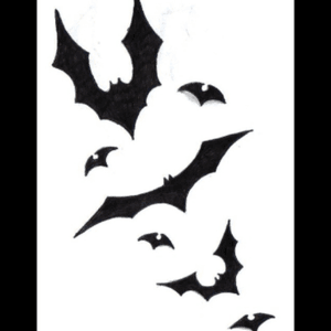 A (longer) trail of simply black bats behind my ear. I LOVE VAMPYRES, and I find the bat to be quite a majestic creature.