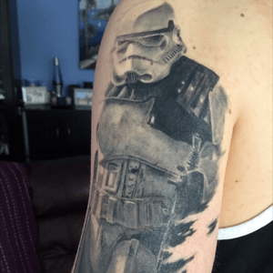 One session into my stormtroopers and darth vader half sleeve 🙊 #stormtrooper #starwars #tattoo
