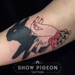 Victorian shadow bunny. #victorian #traditional #shadowpuppet #lace #rabbit #evieyapelli #showpigeontattoo 