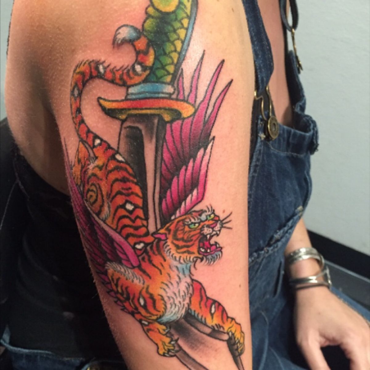 Tattoo uploaded by Bree • Daggered Angelic Tiger By Eric "Inksmith