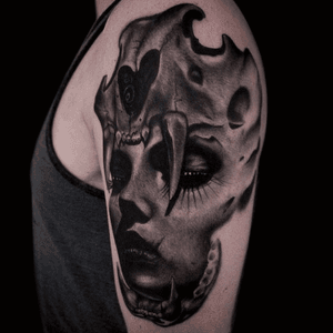 Tattoo by Lance Levine.See more of Lance’s work here: https://www.larktattoo.com/long-island-team-homepage/lance-levine/#realistictattoo #bng #blackandgraytattoo #blackandgreytattoo #realism #tattoo #tattoos #tat #tats #tatts #tatted #tattedup #tattoist #tattooed #tattoooftheday #inked #inkedup #ink #amazingink #bodyart #tattooig #tattoosofinstagram #instatats  #larktattoo #larktattoos #larktattoowestbury #westbury #longisland #NY #NewYork #usa #art#womanportrait #skulls #animalskulltattoo #animalskull