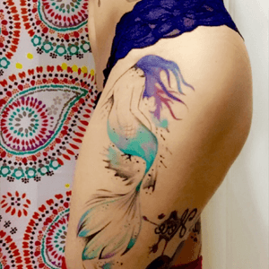 #watercolor #mermaid #mine done by Seth Moulden! Find him @ tattmyholebody on IG 