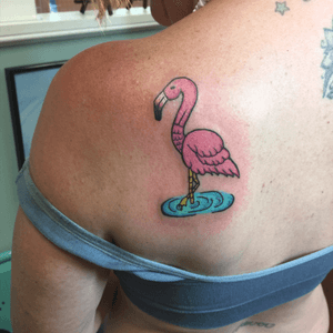 Fun little flamingo i did as part of a free tattoo give away! 