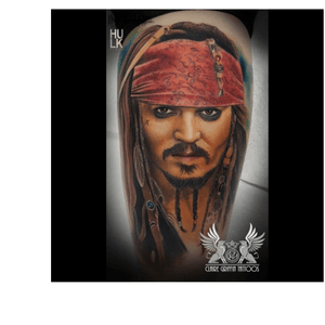 My new tattoo captain jack sparrow #johnnydepp #colour #porttait #captainjack #jacksparrow #amazingartist 