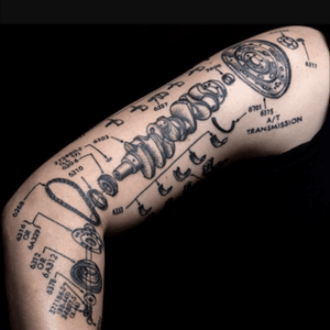 Exploted Crankshaft tattoo by Cheo Park #eastsideink #crankshaft  #blackandgrey 