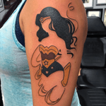 A pop-art styled Wonder Woman tattoo. #wonderwoman #popart #ComicTattoos 