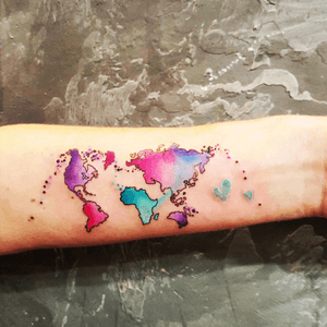 Artist #SimonaBlanar#earth #map #globe #watercolor 