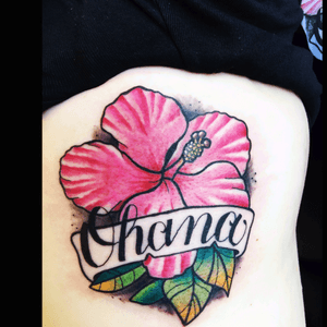 #tattoo #ohana #ohanatattoo #neotraditional #neotrad #neotraditionaltattoo #hibiscustattoo #hibiscus #colourtattoo 