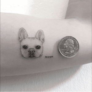 Sweet detailed puppy tattoo by Sanghyuk Ko #portraittattoo #dog #cute #finelines #delicate #blackwork 