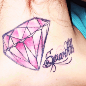 Sparkle done by #SixGillCustomTattoos #sparkle #pinkdaimond #shinebright #tattooedandpretty 