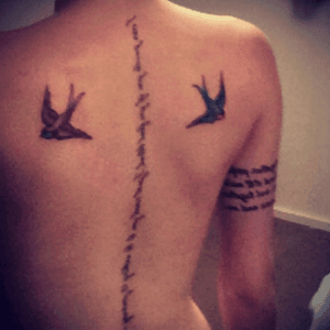My spine and arm newest addition 2 birds designed by myself for the mum and bro! ❤️ shit photo*