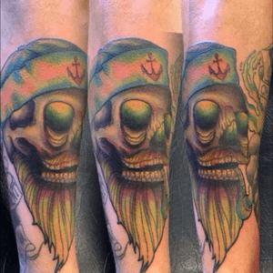 Sea captain designed and tattooed by dylan at 4132 tattoos #seacaptain #anchor #colour 
